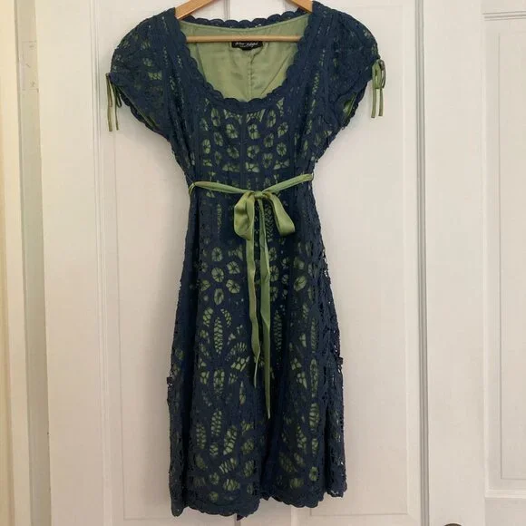 Betsey Johnson | Dresses | Betsey Johnson Blue Lace Dress With Green Silk Underlay | Poshmark Betsey Johnson | Dresses | Betsey Johnson Blue Lace Dress With Green Silk Underlay | Poshmark